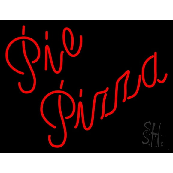Red Pie Pizza LED Neon Sign 15 x 19 - inches, Clear Edge Cut Acrylic Backing, with Dimmer - Bright and Premium built indoor LED Neon Sign for restaurant window and interior decor.