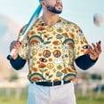 thumbnail image 6 of Balery Mushrooms And Rainbows Peace Baseball Jersey for Men Casual Button Down Shirts Short Sleeve Active Team Sports Uniform-3X-Large, 6 of 9