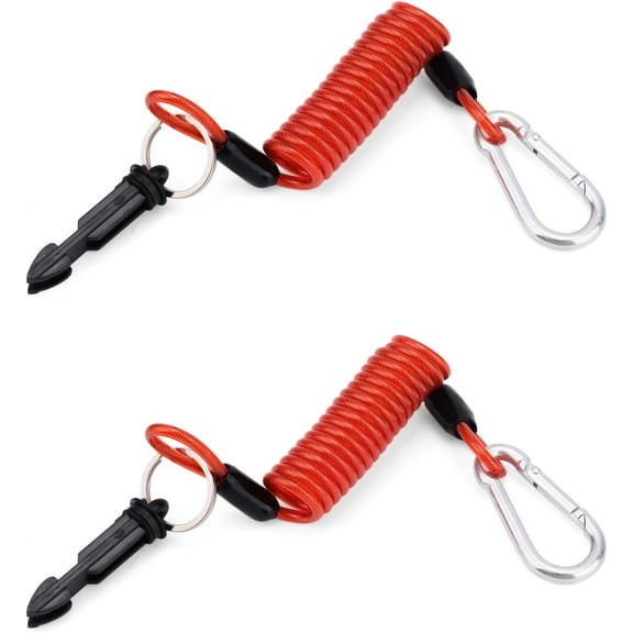 2pcs Trailer Brake Away Cable, 4ft High Rebound Spring Towing Coiled Wire Trailer Emergency Safety Breakaway Cable for RV Emergency Camper Accessories
