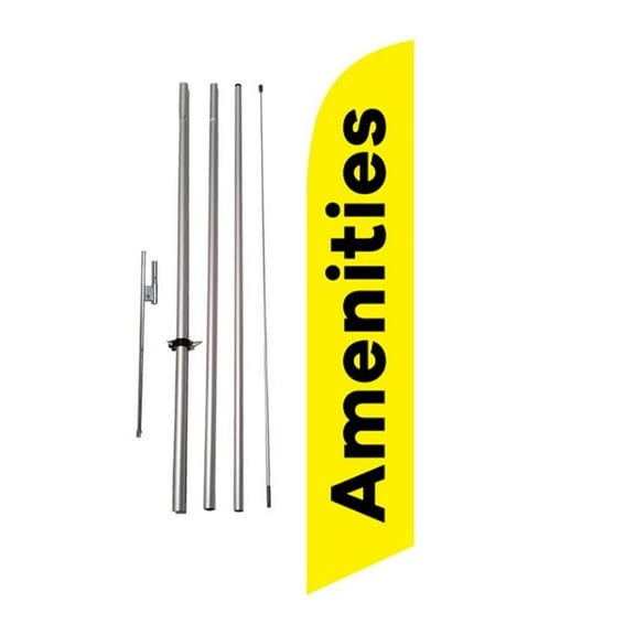 Amenities Senior Living 15' Feather Banner Swooper Flag Kit w/ pole spike