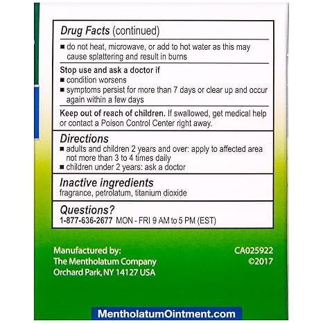(2 pack) Mentholatum Original Chest Rub Ointment, Jar, 1oz