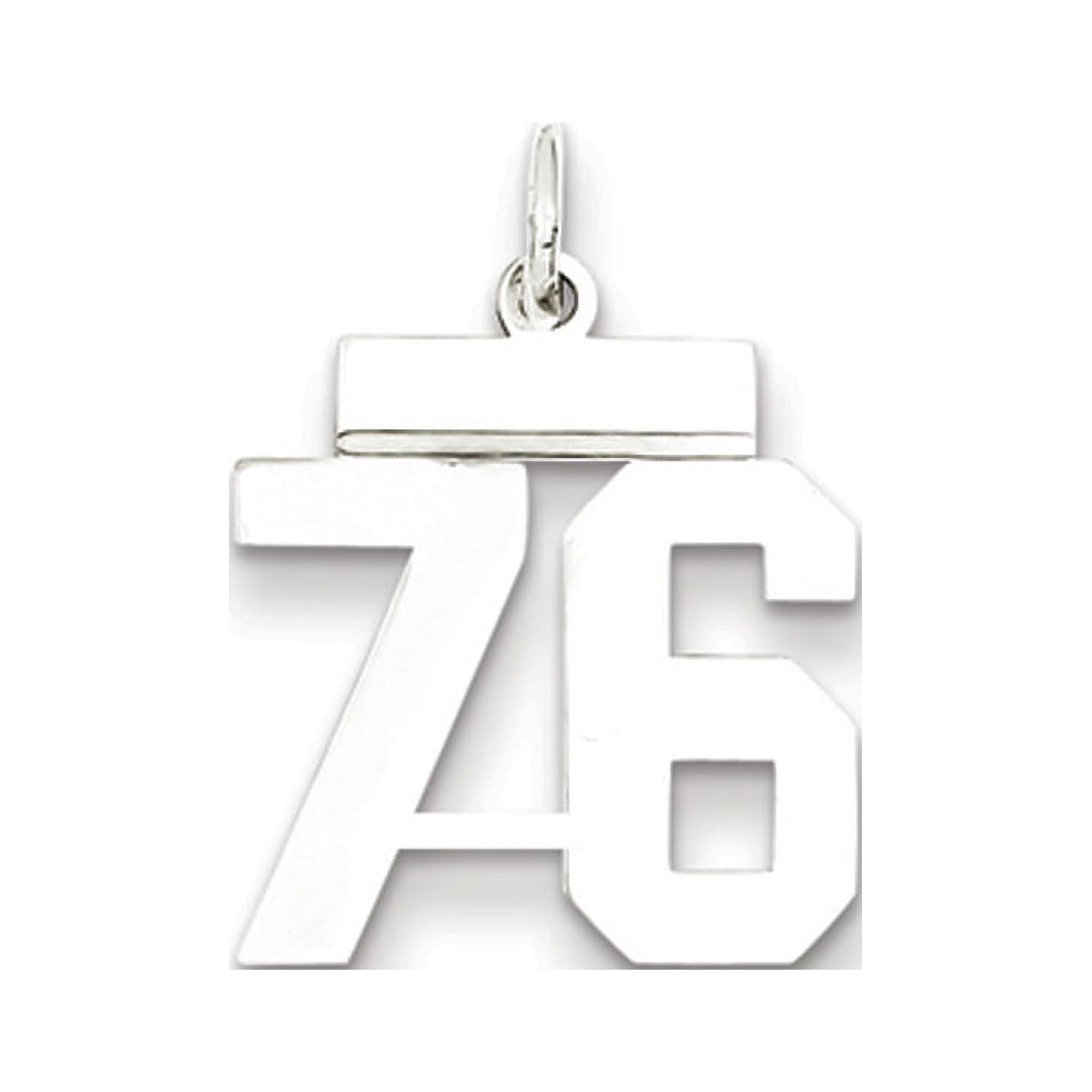 The Black Bow Sterling Silver, Athletic Collection, Small Polished Number 76 Pendant