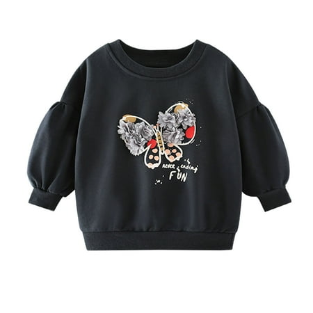 

Cute Hoodies Round Neck Long Sleeved Cartoon Butterfly Printing Causal Comfort And Warm Hoodies For Boys