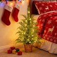 thumbnail image 5 of 35''Pre-Lit Green Cypress Artificial Christmas Tree, Warm White LED Lights Twinkling Glow, Tabletop Decor with Timer Function for Office Apartment Entryway Indoor Use, 5 of 12
