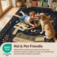 thumbnail image 4 of Design&I 8'x10' Washable Area Rug Sleek Flatweave Pet Friendly Midnight Blue Gold Autumnal Motif Decorative Design Seasonal Ghost and Pumpkin for King Size Bedroom, Under Bed, 4 of 7
