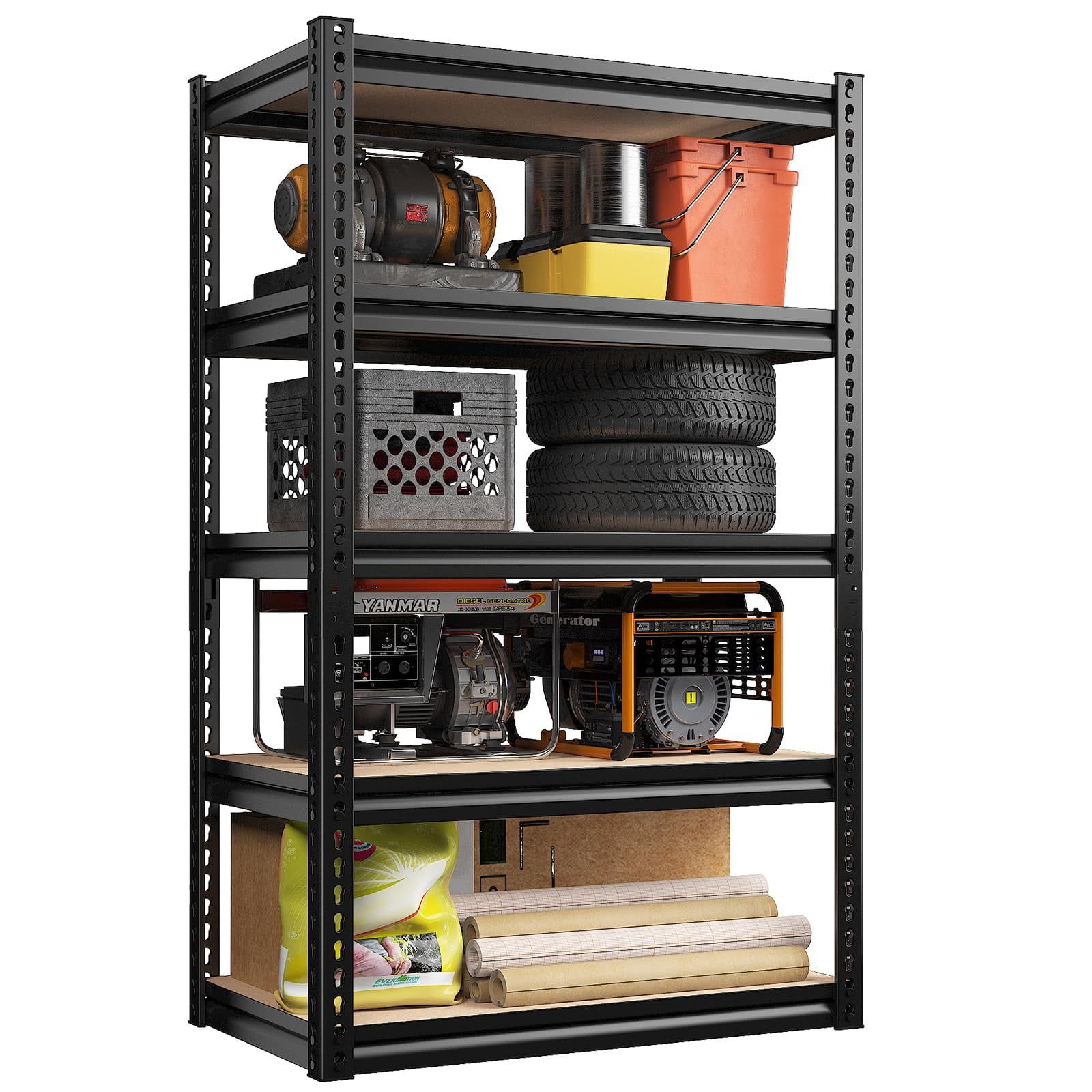 REIBII Storage Shelves Unit 5 Tier Adjustable Metal Shelving for Garage,12"D x 28"W x 60"H