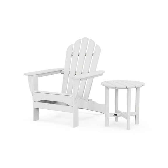 Trex Outdoors Monterey Bay Outdoor Adirondack Chair with Side Table in Classic White