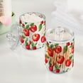 thumbnail image 2 of Yayeee 4 Pack Qtip Holder Bathroom Cotton Swab Canister with Lid Clear Dispenser Set, White Apple Pattern, 2 of 6