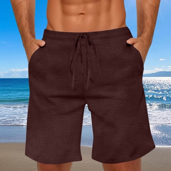 LIBRCLO Mens Athletic Shorts with Pockets Elastic Waist Drawstring Shorts Summer Outdoor Casual Fashion Solid Bottom
