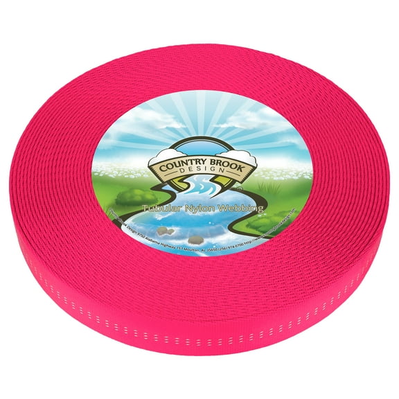 Country Brook Design®1in Hot Pink Climbing Spec Tubular Nylon Webbing, 10 Yards