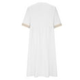 thumbnail image 5 of CFLVAEK Summer Gauze Cotton Linen Dresses for Women with Pocket Plus Size Short Sleeve Resort Wear Dress Casual Solid Color Beach Dresses Loose Fit Eyelet V Neck Midi Long Dress White XXXL, 5 of 6