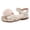 Beige, variant on Girls Sandals Cute Floral Open Toe Summer Flat Shoes Pearl Strap Flower Girl Princess Dress Shoes Pink 13 Little Kid