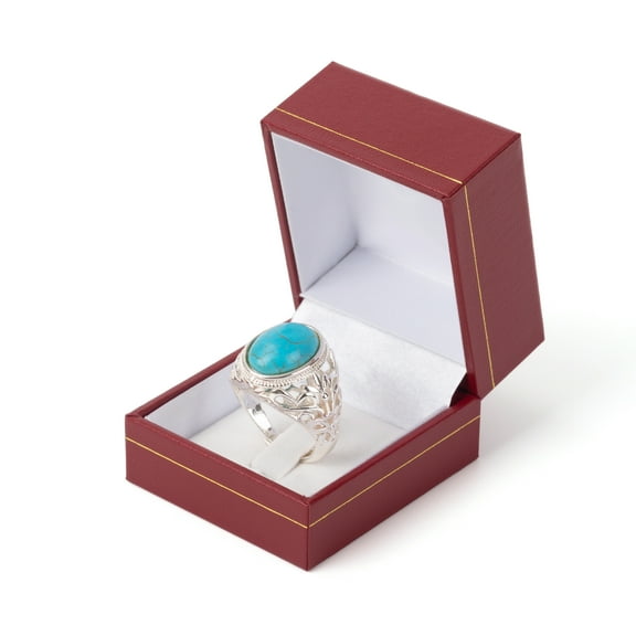 Leatherette Red Ring Box for Vintage Wide Band Ring Jewelry Box for Wedding Proposal Valentine's Day