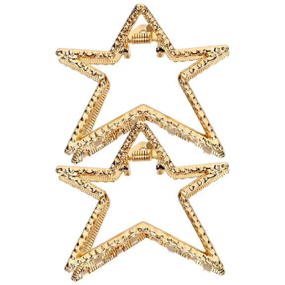 WEAVILUX Hair Clips for Women Star Shaped Hairpins Golden Metal 2Set
