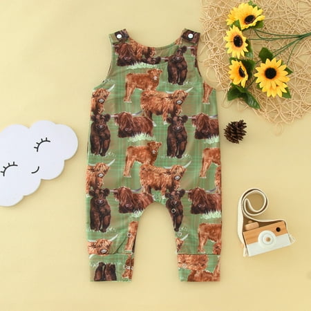 

Toddler Boys Overalls Jumpsuit Cow Print Outwear For Babys Clothes Suspender Trousers