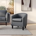 thumbnail image 2 of Renwick Faux Leather Barrel Accent Chair for Livingroom, Gray, 2 of 9