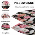 thumbnail image 4 of Pink Flower Outdoor Pillow Covers 20x12 Inch Lumbar Pillow Covers Set of 2 Waterproof Decorative Throw Pillow Cases Black White Stripesvintage Floral Cushion Covers for Patio Furniture Garden Couch, 4 of 8