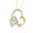 thumbnail image 2 of Galaxy Gold 14K Solid Yellow Gold 16" Heart Necklace with Natural Diamonds and Green Amethyst, 14"-24" Sizes, Symbol of Renewal, 2 of 3