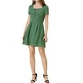 thumbnail image 1 of INSPIRE CHIC Women's Printed Square Neck Short Sleeve A-Line Prom Dress XS Green-Heart, 1 of 7