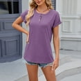 thumbnail image 7 of Women Blouses Fit Short Loose Fitted Shirt Teen Blouses Tops Dressy Crop Short Sleeve Tops for Women Christmas Shirt Dressy Long Sleeve Teen Girl Long Rayon Shirts for Tunic Shirts Purple S, 7 of 7