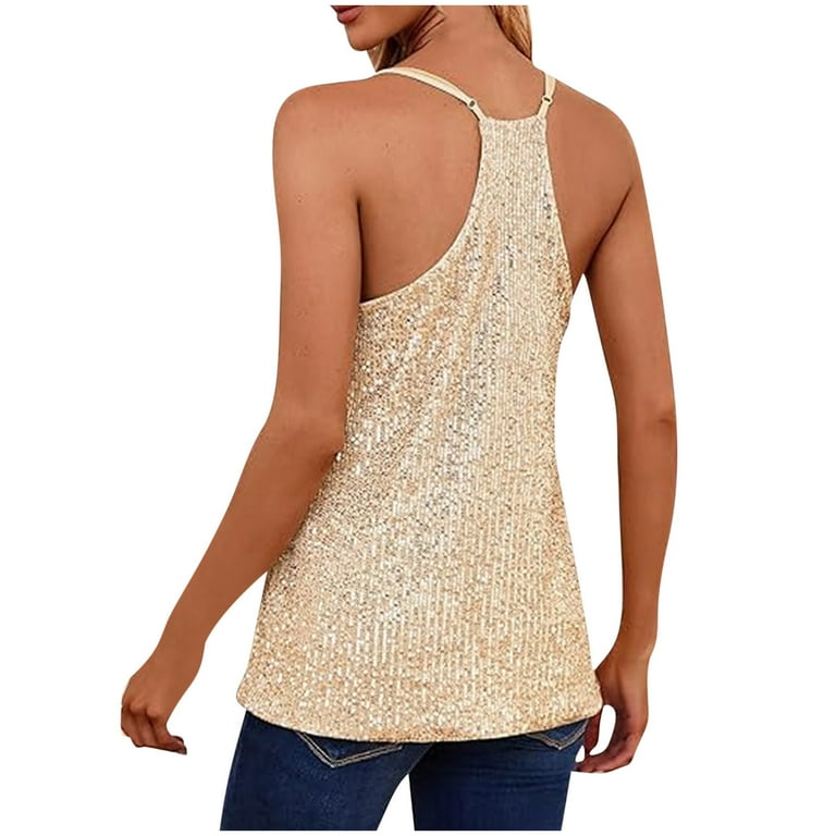 JGGSPWM Trendy Sequin Tank Tops for Women Casual Sleeveless