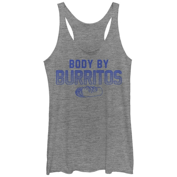 Women's CHIN UP Body By Burritos  Racerback Tank Top Gray Heather Large
