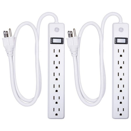UPC: 0043180147097 | GE 6 Outlet Surge Protector 3ft. 450J White 2 Pack – 14709