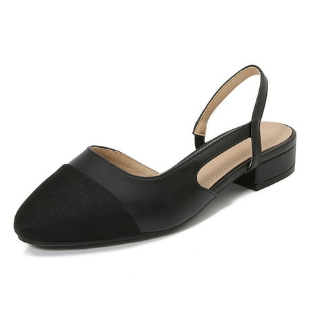 

Small fragrant wind small size single shoe women s matching color high heel baotou sandals thick with large size flat small fragrant women s shoes