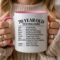 thumbnail image 4 of 70 Year Old Texting Code Birthday Mug – Senior Humor Coffee Cup – Unique 70th Birthday Present Idea, 4 of 6