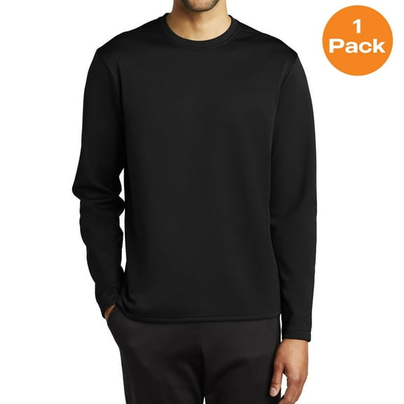 Sport-Tek ST248 Sport-Wick Fleece Pullover Crew, Black, L, Mens Pullover Hoodies and Sweatshirts