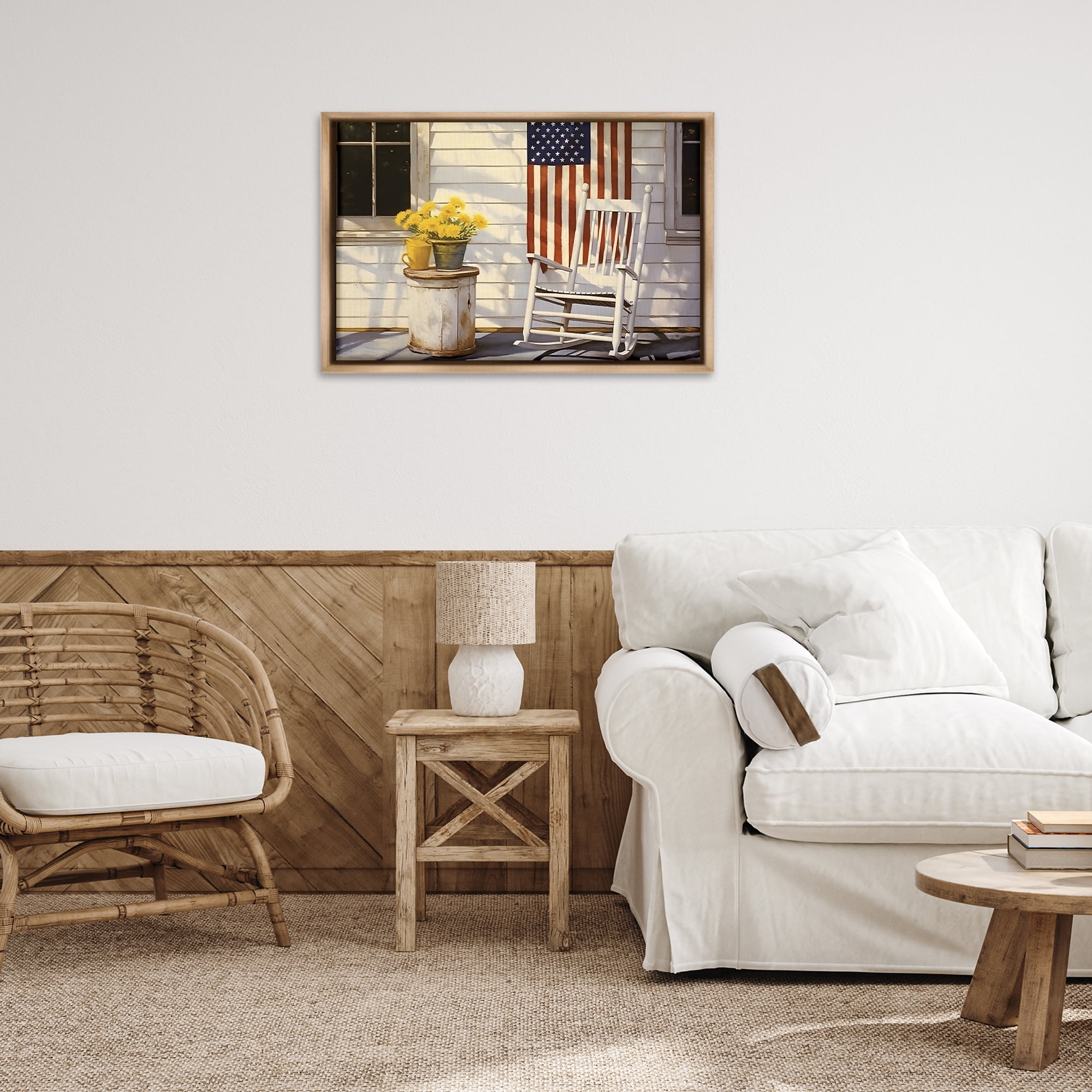 Stupell Industries Americana Deco Scene Travel & Places Painting Brown Floater Framed Canvas Art Print Wall Art, 31 x 21