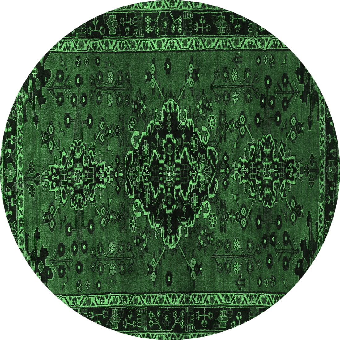 Ahgly Company Indoor Round Persian Emerald Green Traditional Area Rugs