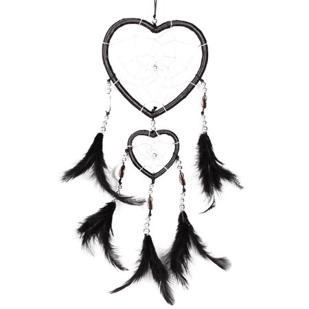 Ins Ornaments Love Heart Home Decoration Feather Dream Catcher Car Interior Wind Chimes BLACK