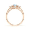 thumbnail image 2 of ANGARA Natural Three Stone Oval 1 ct Aquamarine and Half Moon Diamond Ring in 14K Rose Gold for Women (Size-8x6mm) | March Birthstone, Anniversary, Jewelry Gift for Women | Natural Aquamarine Ring, 2 of 9