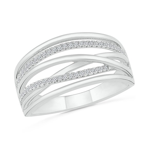 DGOLD 10kt White Gold Round Diamond Right hand Fashion Ring (0.16 Cttw)