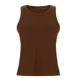 thumbnail image 6 of BLVB Women Built-In Bra Tank Tops Sleeveless Casual Cami Shirts Scoop Neck Ribbed Fitted Undershirts Tank Tops, 6 of 7