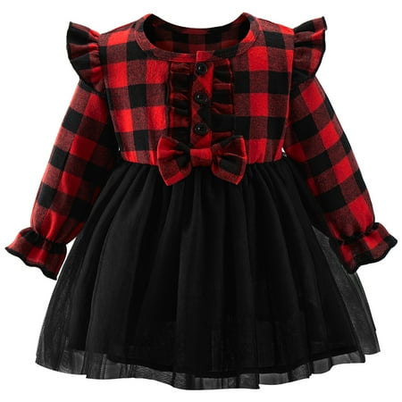 

SILVERCELL Toddler Kids Baby Girl Plaid Dress Long Sleeve Belted Botton Down Shirts Dresses Infant Fall Outfits 12 Months- 5T