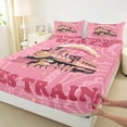 thumbnail image 3 of jejeloiu Girls Loves Train Queen Sheet Sets,Retro Train Flat Sheet,Princess Pink Queen Fitted Sheet For Teens,Microfiber Bedroom Decor,4 Pieces, 3 of 7