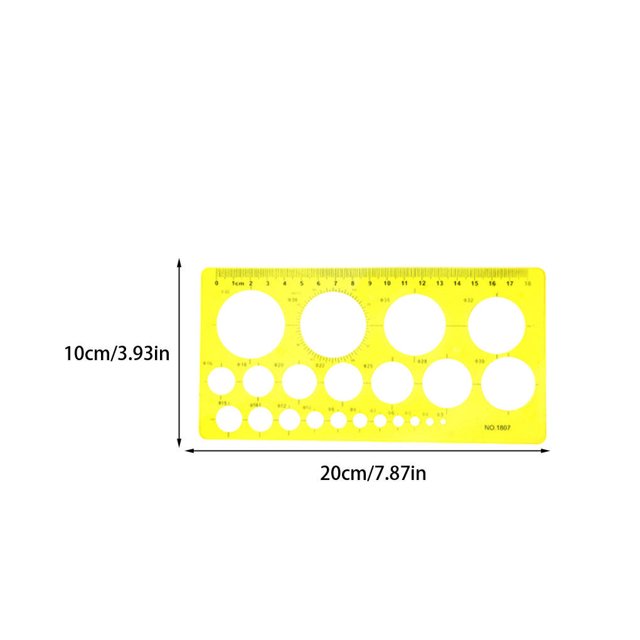 Maoww Ruler Portable Students Rulers Measuring Tool Template Geometric Circle Stencil Supply Professional Carpenter School Yellow