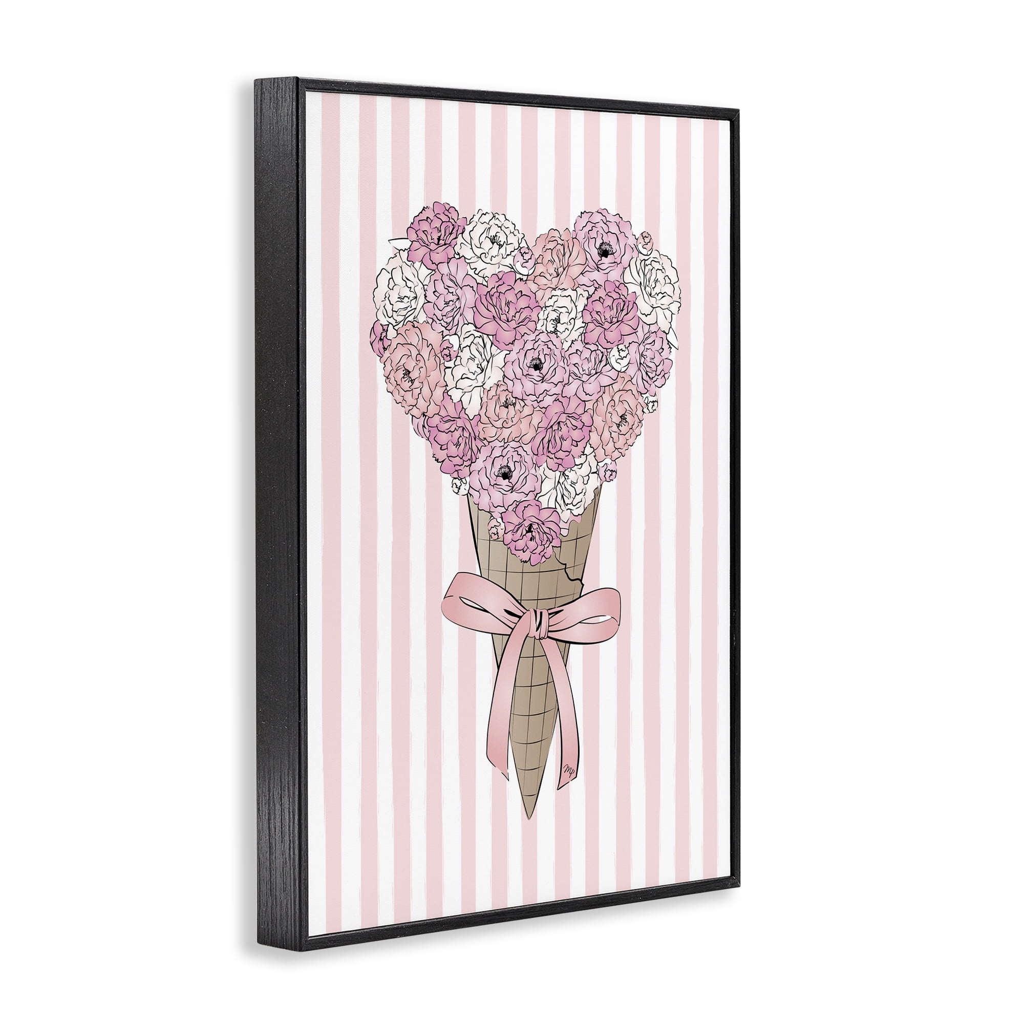 Stupell Industries Flower Bouquet Ice Cream Food & Beverage Painting Black Framed Art Print Wall Art, 12 x 18