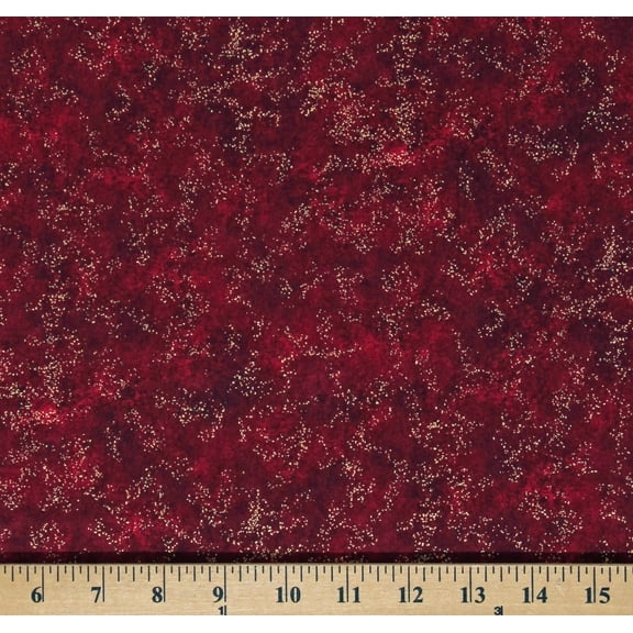 Cotton Radiance Shimmer Blender Metallic Gold Merlot Cotton Fabric Print by the Yard (9050M-26)