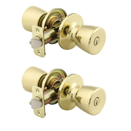 Mountain Security Keyed Entry Tulip Twin Pack, Polished Brass