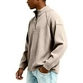 thumbnail image 4 of Qwertyu Long Sleeve Waffle Shirts for Men Mokaloha Knit Textured Golf Sweatshirts Lightweight Plain Basic Workout Polo Shirts Khaki 4XL, 4 of 6