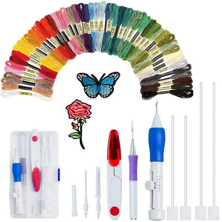 Embroidery String Kits,Cross Stitch Tools Kit,Punch Needle Embroidery Kit,Perfect  for Making Friendship Bracelet Strings,Includes 108 Colors Thread and 800  Beads 