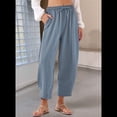 thumbnail image 3 of Pantalones Rectos Casuales Holgados de Algodón y , Color Azul , Talla L, 3 of 5