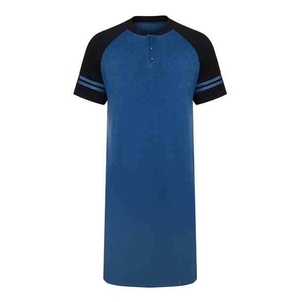 Men's Nightshirt, Cotton Nightwear Mens Big and Tall Nightshirts Round