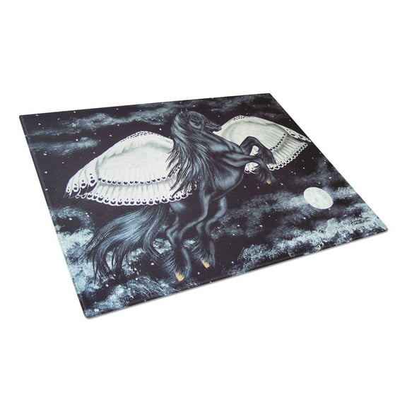 Carolines Treasures AMB1222LCB Black Flying Horse Glass Cutting Board Large, 12H x 16W, multicolor