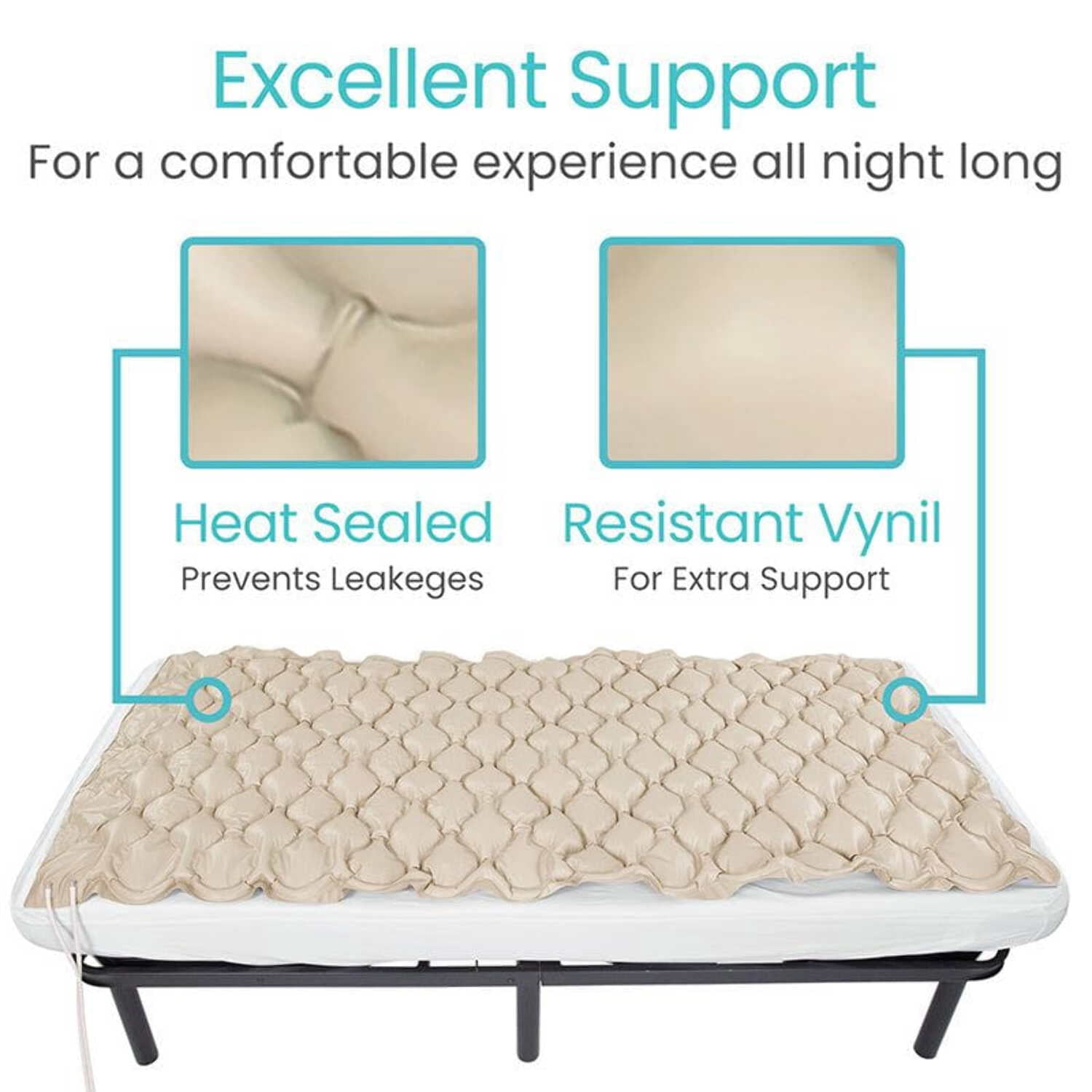 Vive Alternating Air Pressure Mattress Pad Replacement - Original Bed Sore Prevention Solution - Hospital & Home Mattress Topper with Waterproof Inflatable Ulcer Cushion Pad & Heat-Resistant Design