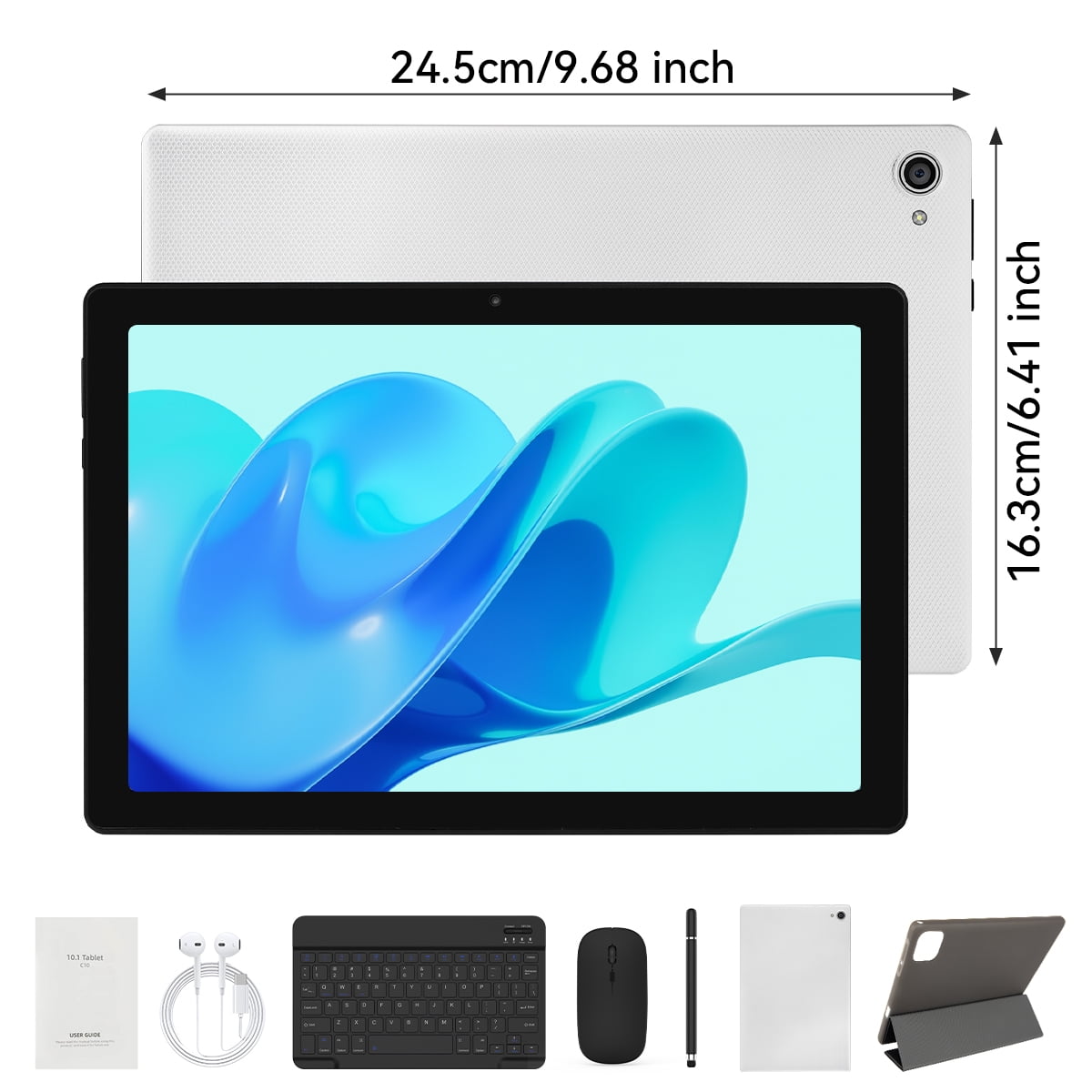 AEEZO 10.1 Inch Tablet Set with Keyboard Set,20GB RAM+ 64GB ROM/1TB Expandable,Octa-Core 2.4 GHz,5MP + 8MP, 5000mAh, White