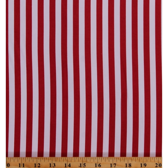 Cotton Twill Bright Red & White Stripe 60" Wide Home Decor Weight Fabric by the Yard (6921L-2C-Red)